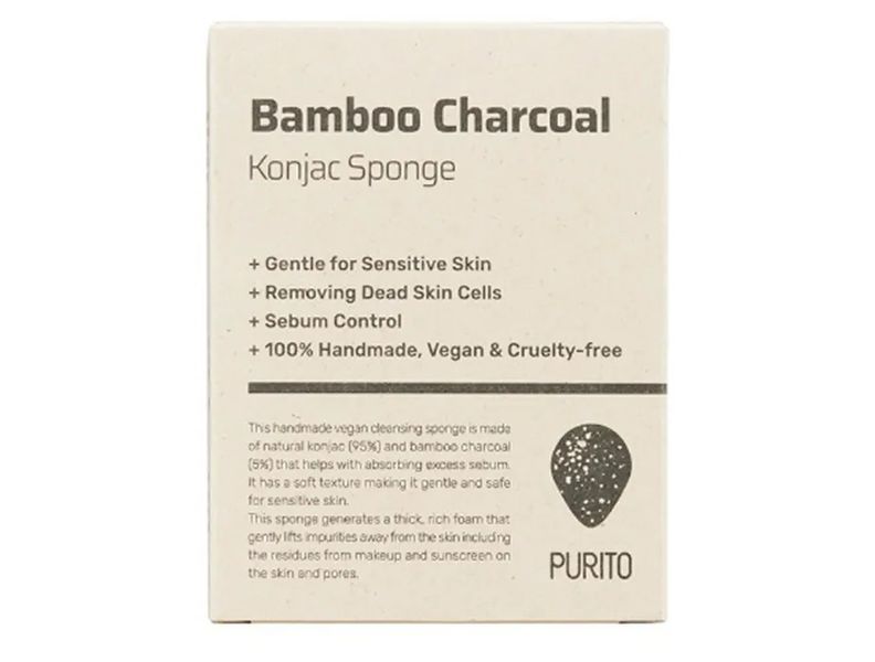 Натуральний спонж для обличчя Purito Bamboo Charcoal Konjac Sponge L1397 фото