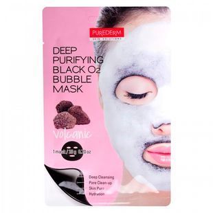 Очищающая маска PUREDERM Deep Purifying Black O2 Bubble Mask Volcanic L1568 фото
