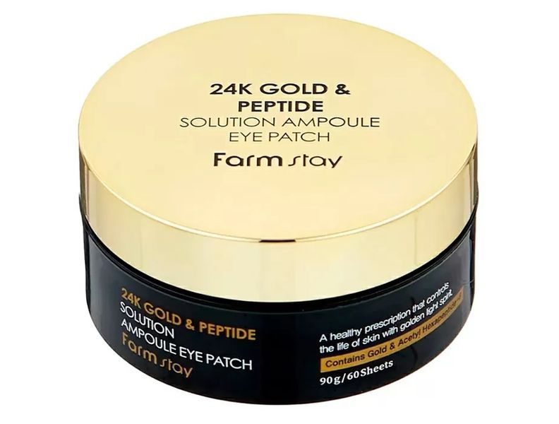Гидрогелевые патчи под глаза FarmStay 24K Gold & Peptide Solution Ampoule Eye Patch L0477 фото
