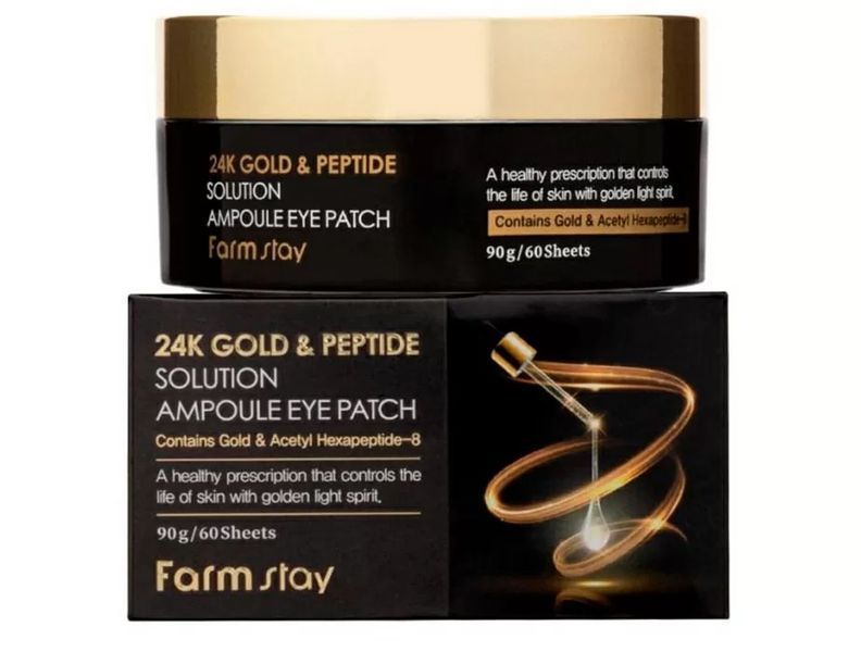 Гидрогелевые патчи под глаза FarmStay 24K Gold & Peptide Solution Ampoule Eye Patch L0477 фото