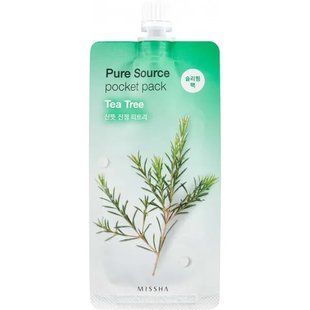 Нічна заспокійлива маска для обличчя з екстрактом чайного дерева Missha Pure Source Pocket Pack Tea Tree L2868 фото