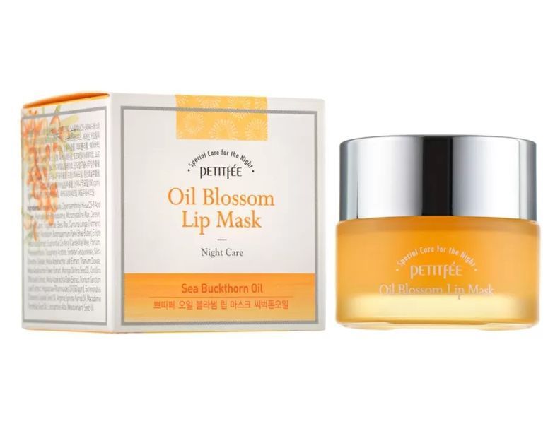 Нічна маска для губ Petitfee Oil Blossom Lip Mask Sea Buckthorn Oil L1442 фото