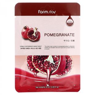 Зволожувальна тканинна маска FARMSTAY VISIBLE DIFFERENCE POMEGRANATE MASK PACK L0744 фото