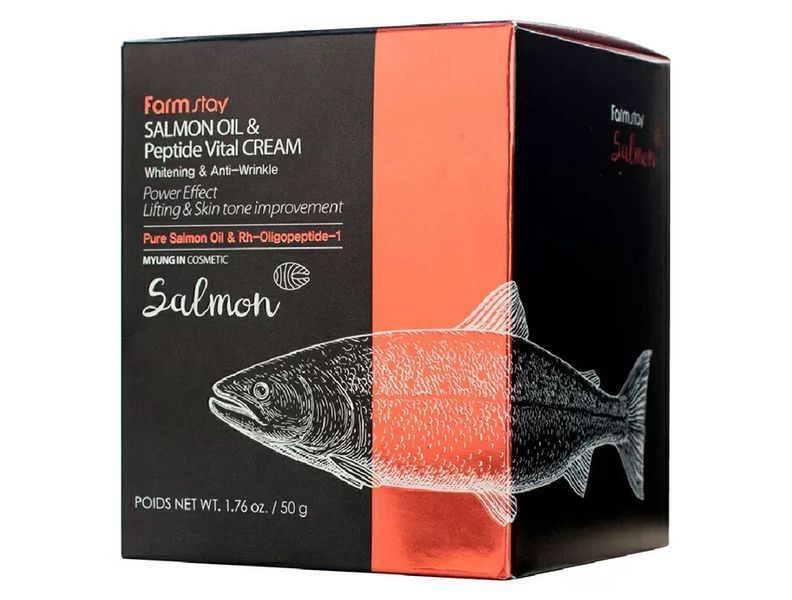 Антивіковий крем для обличчя FarmStay Salmon Oil & Peptide Vital Cream L0070 фото