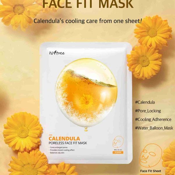 Маска тканинна для звуження пір з календулою Isntree Calendula Poreless Face Fit Mask L2637 фото